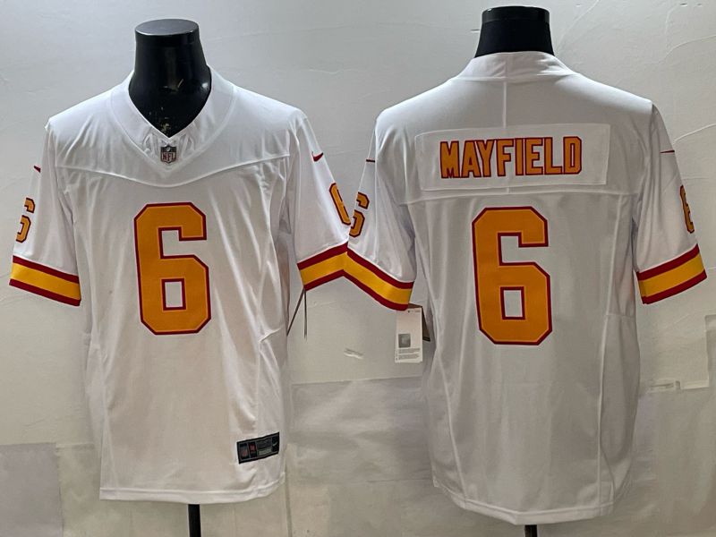 Men 2026 Nike Tampa Bay Buccaneers #6 Mayfield White 5th generation Throwback Limited NFL Jersey 001